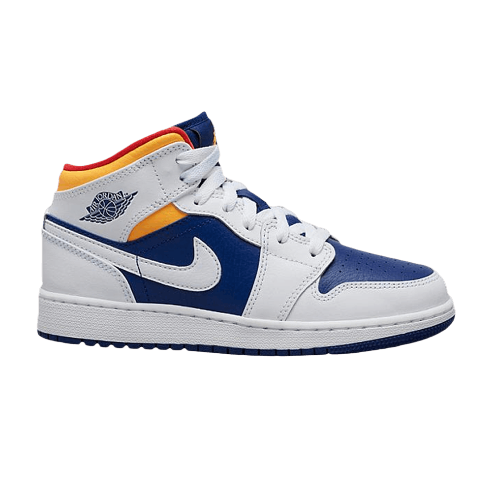 This Air Jordan 1 Mid Royal Comes With Orange Speckling •
