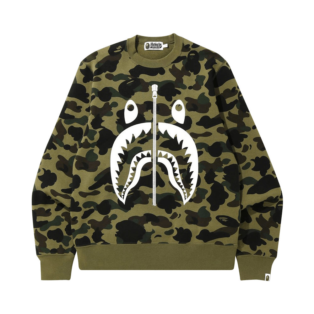 Size xl BAPE 1st Camo Shark Crewneck Green