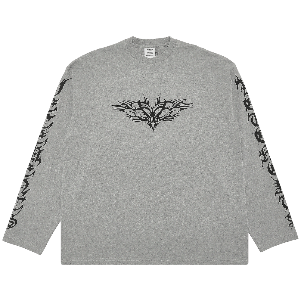 Vetements Gothic Logo Long-Sleeve 'Grey Melange/Black' | GOAT