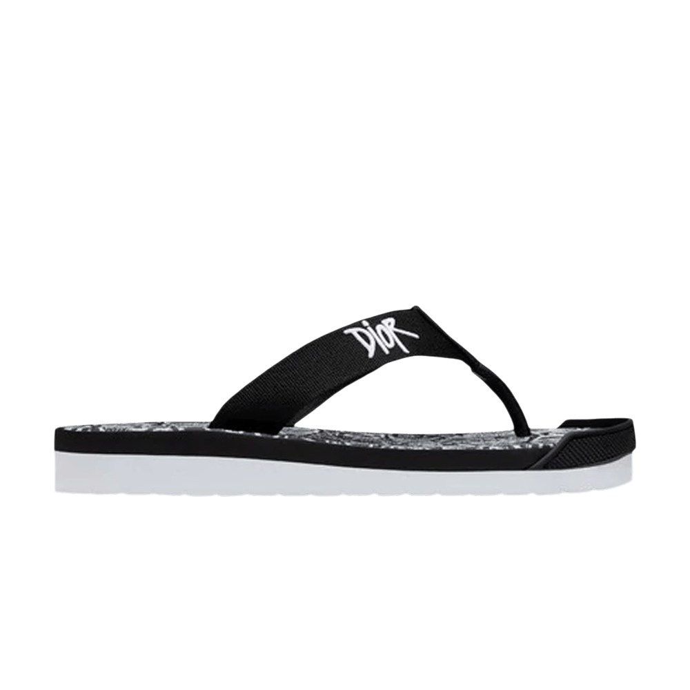 Buy Shawn Stussy x Dior Embroidery Flip Flops 'White Black