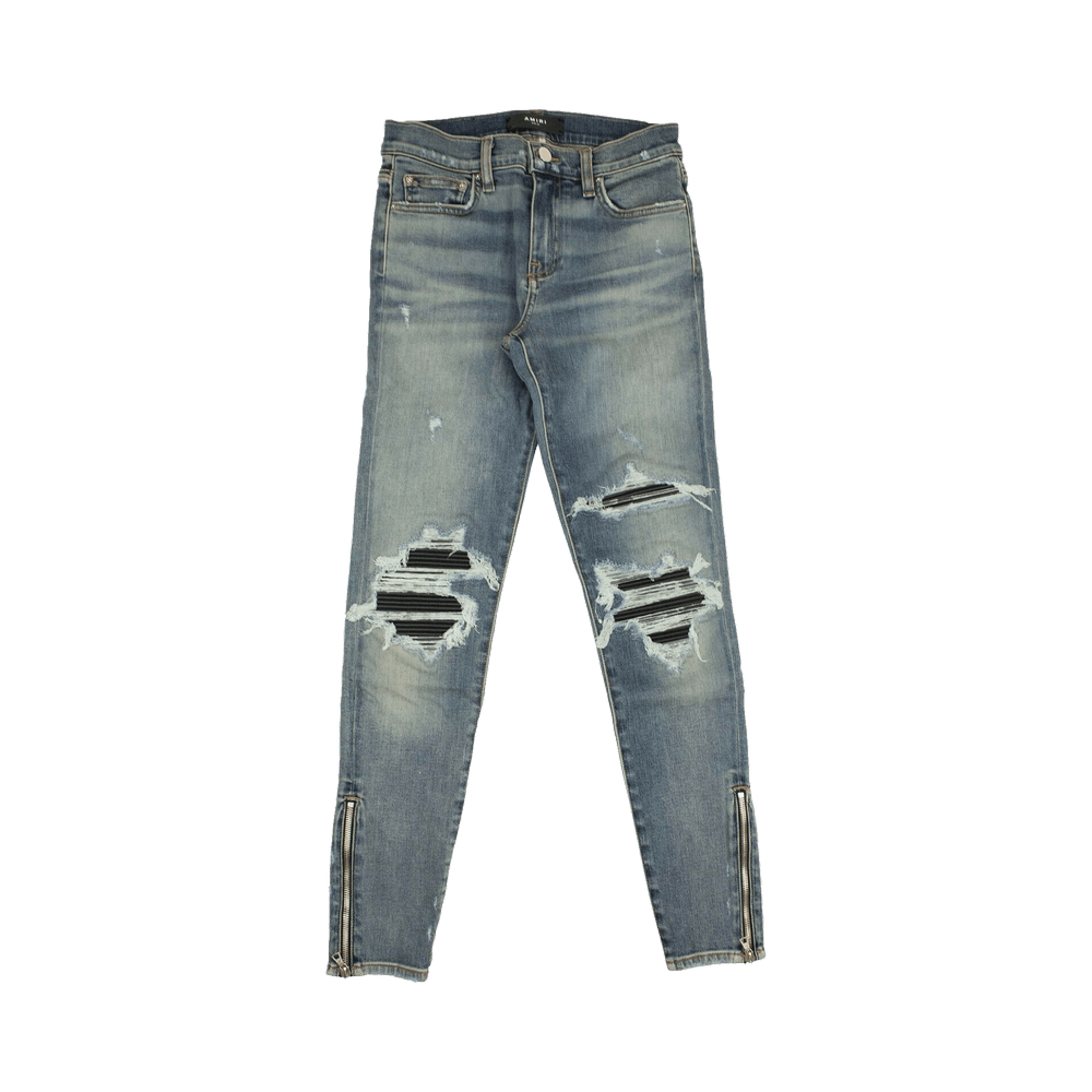 Buy Amiri MX1 Leather Patch Skinny Jeans 'Blue' - WBMX1