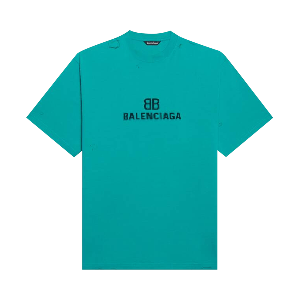 Balenciaga BB Pixel Boxy T-Shirt 'Turquoise/Black'
