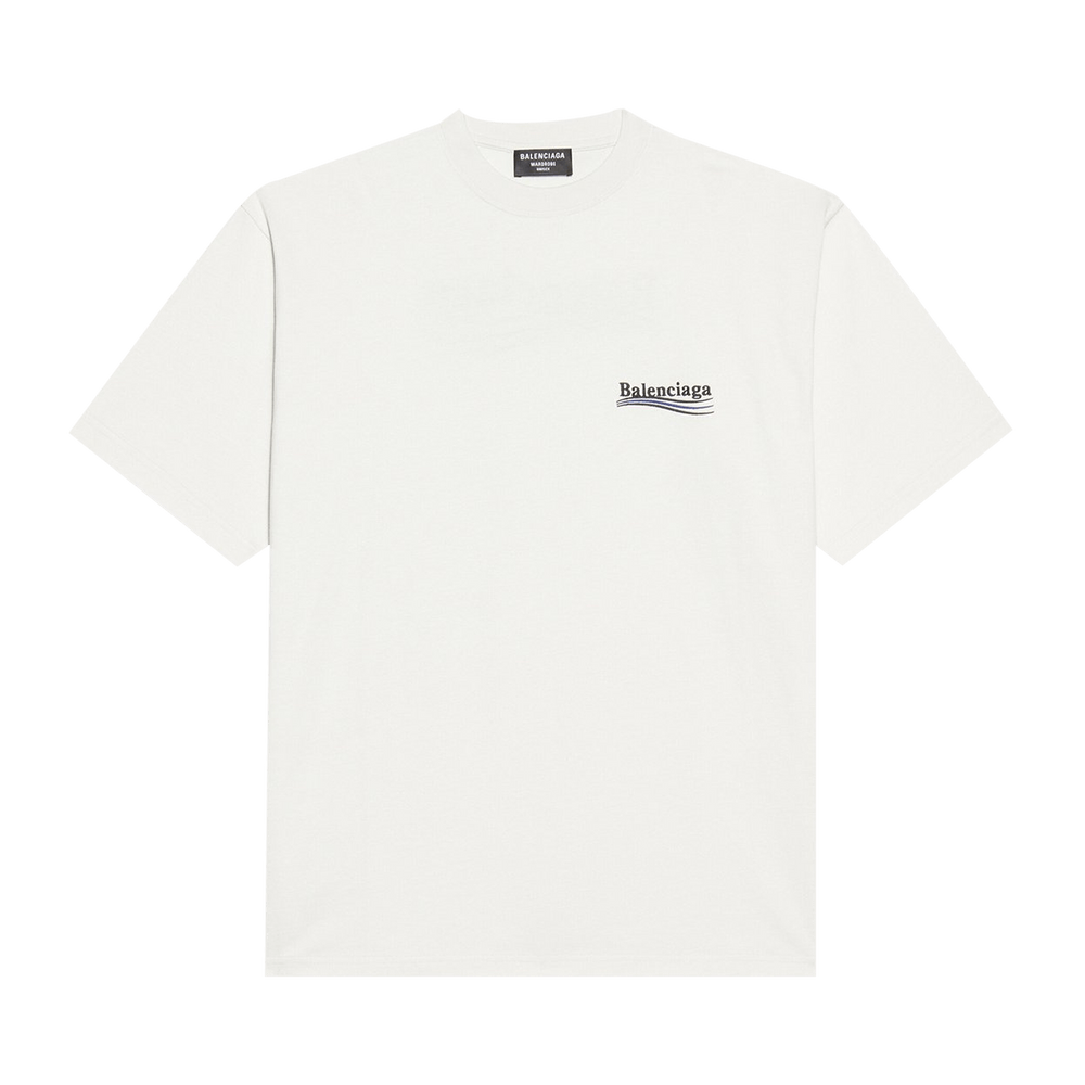 Balenciaga White Cotton Logo Printed Crew Neck T-Shirt L