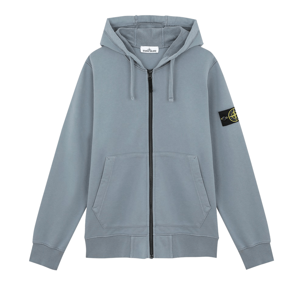 Buy Stone Island Full Zip Hooded Sweatshirt 'Mid Blue