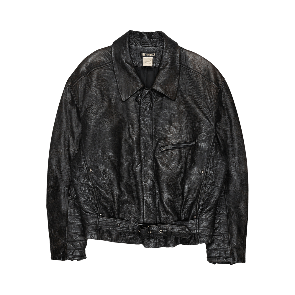 Buy Vintage Issey Miyake Deer Leather Biker Jacket Black 1713
