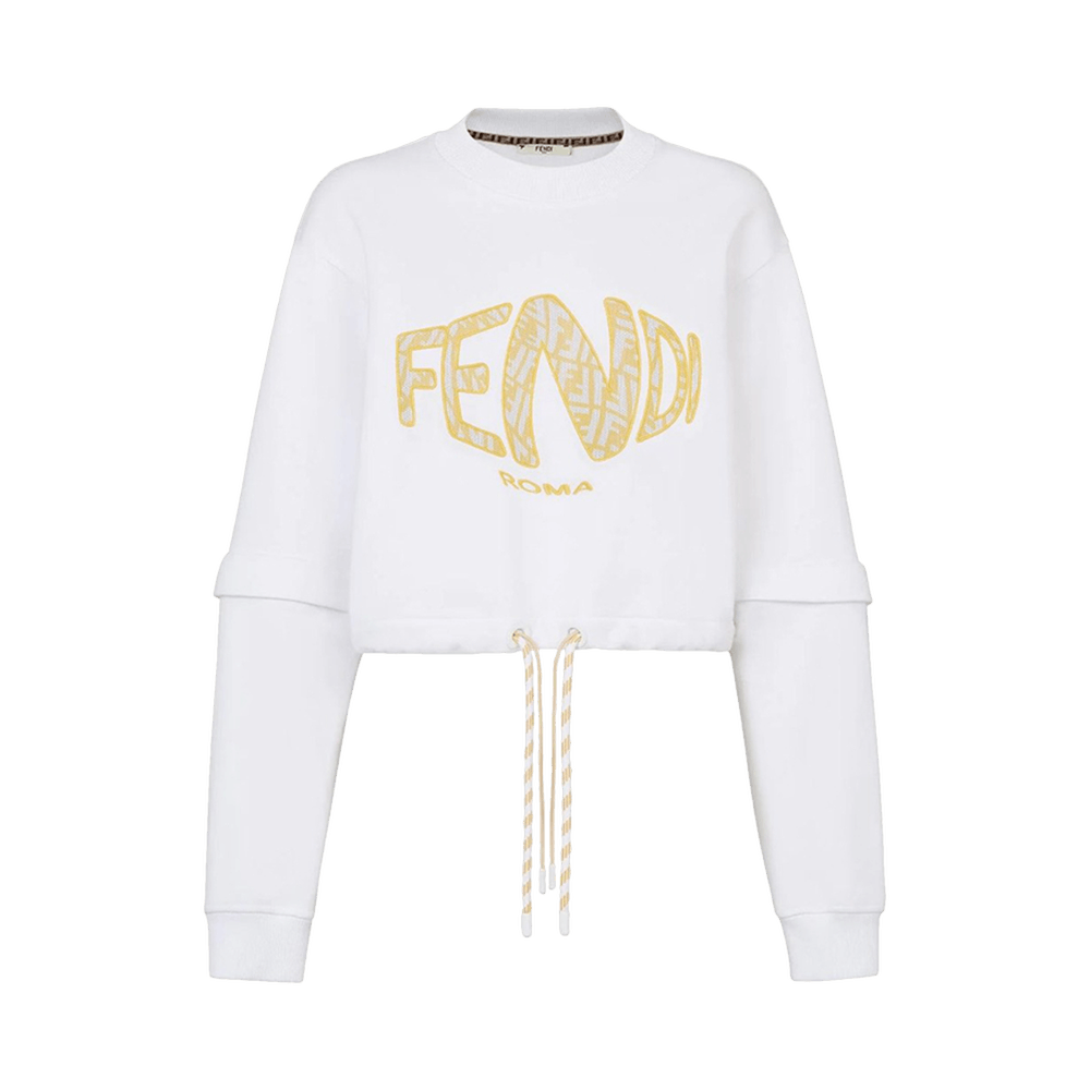 Fendi Fisheye Crop Jersey Sweatshirt 'White'