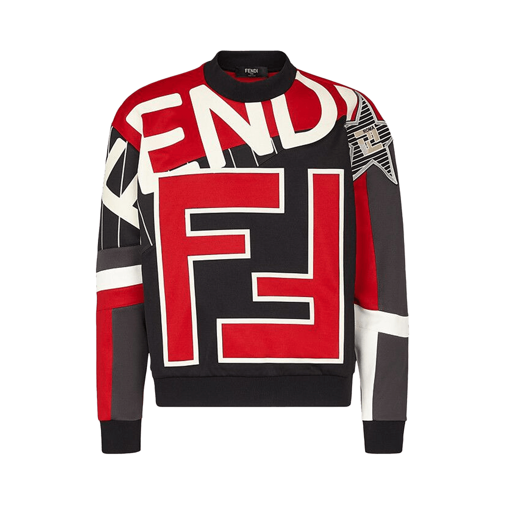 Buy Fendi FF Logo Crewneck Red Black FAF626 A523 F16E4 GOAT