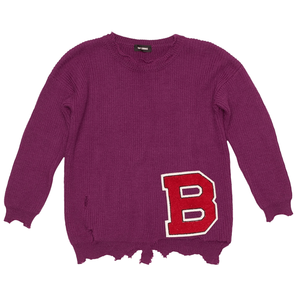 Buy Raf Simons Distressed Varsity Sweater 'Purple' - 0459 1FW160105DVS PURP  | GOAT