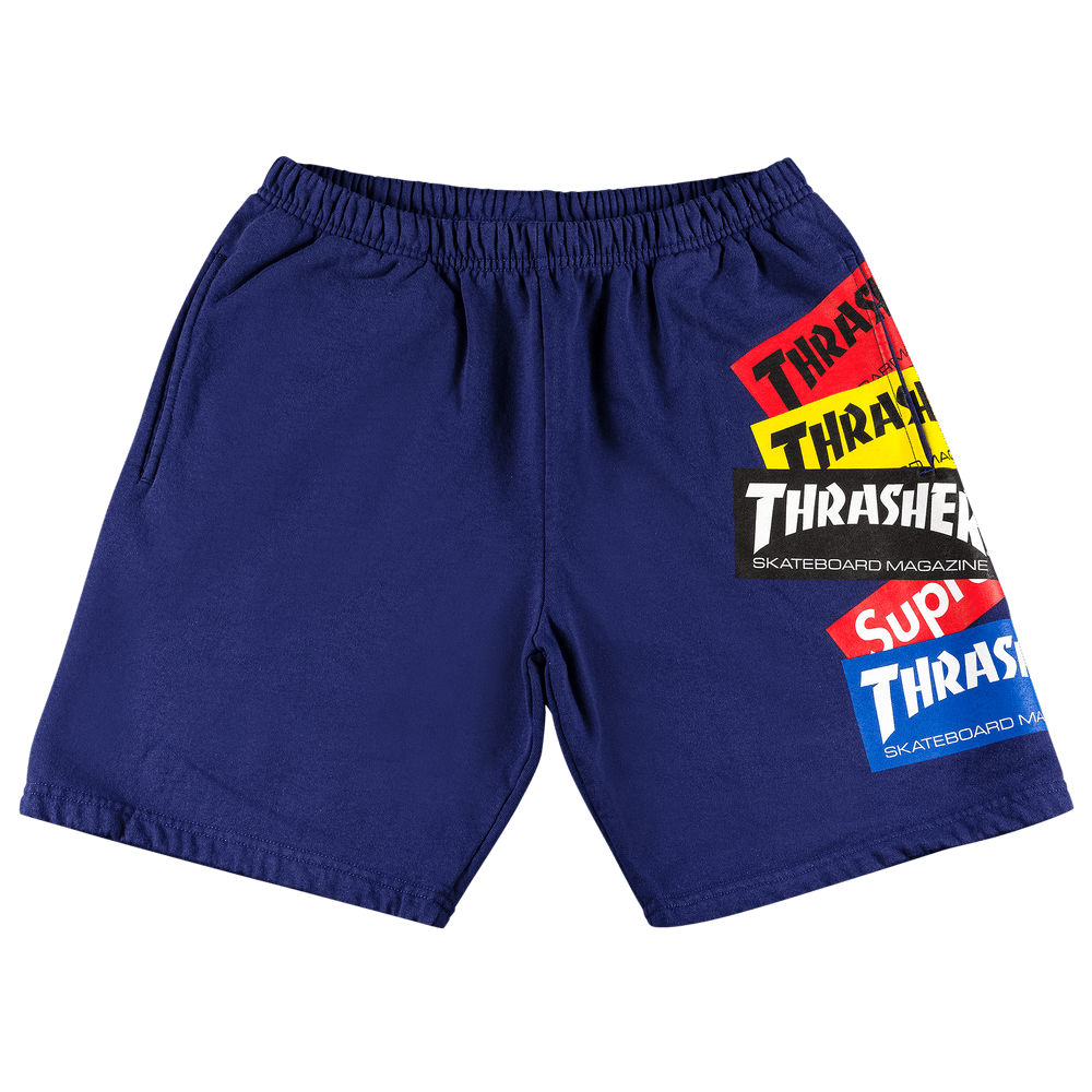 Size xl Supreme x Thrasher Multi Logo Sweatshort Washed Navy