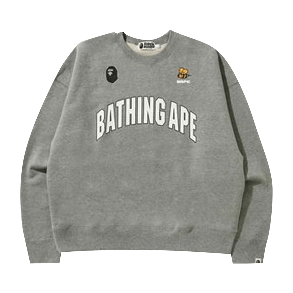 BAPE Busy Works Loose Fit College Crewneck 'Grey'