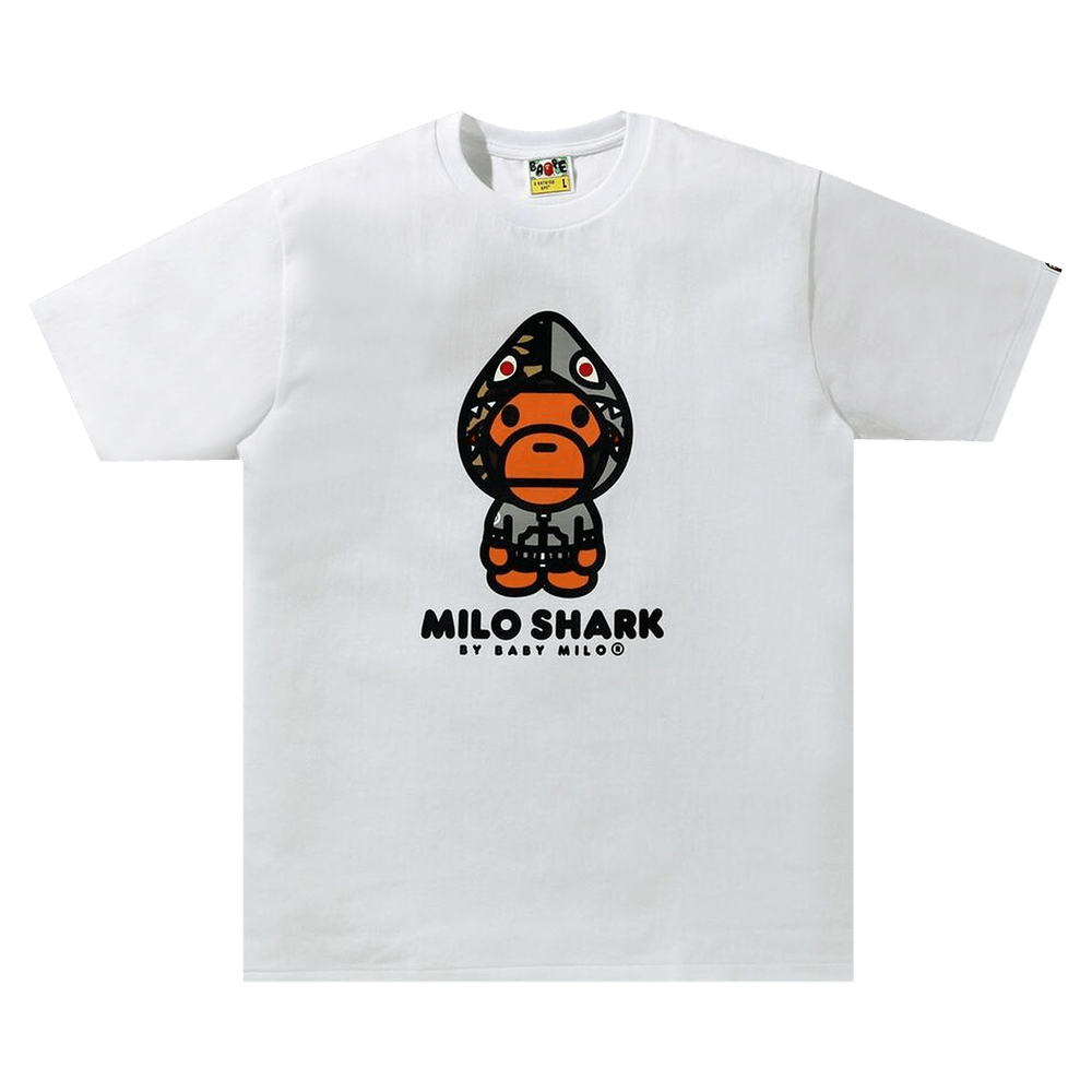 Buy BAPE Milo Shark Tee 'White/Grey' - 2H20 110 015 WHITE GREY | GOAT