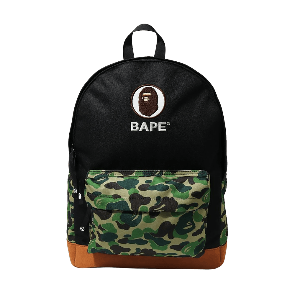 A Bathing Ape Green Layered Line Camo Shark Backpack in Black for Men