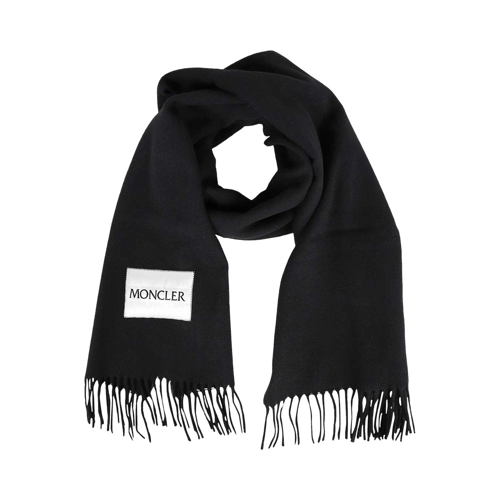 Buy Moncler Scarf With Fringes 'Black' - 3C000 25 595MA 999 | GOAT