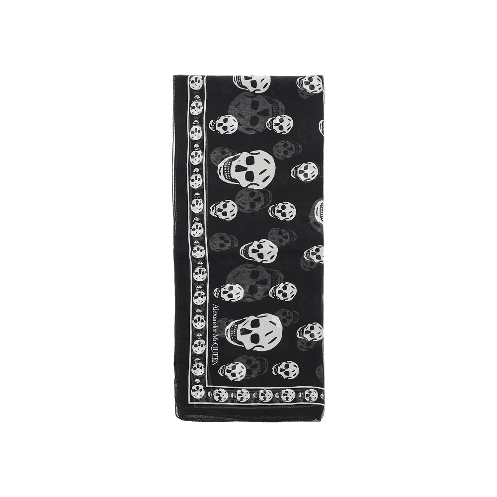 Buy Alexander McQueen Skull Silk Scarf 'Black/White