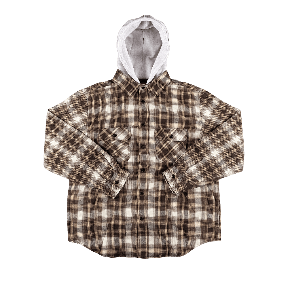 Buy Supreme Hooded Flannel Zip Up Shirt 'Brown' - FW21S3