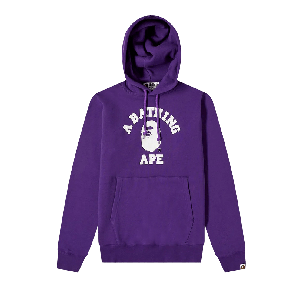 Bape color camo college pullover hoodie purple sales
