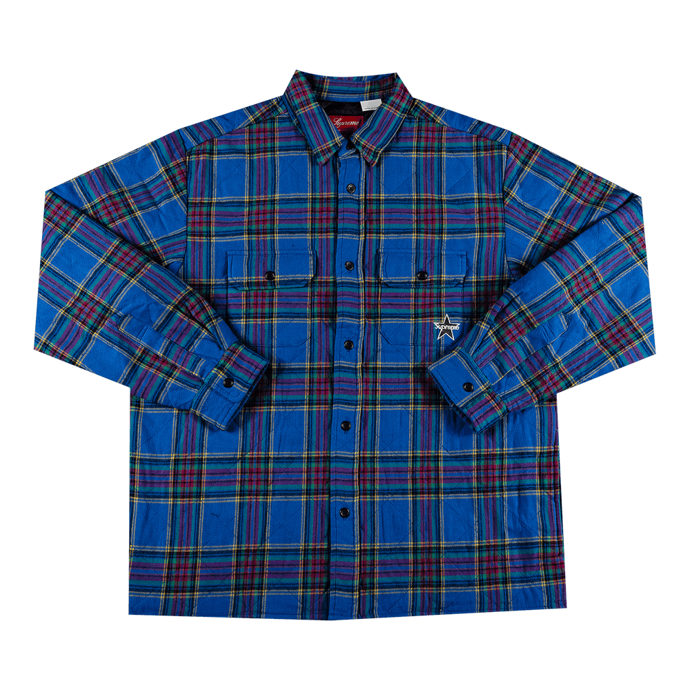 Buy Supreme Quilted Plaid Flannel Shirt 'Dusty Royal' - FW21S27 DUSTY ROYAL  | GOAT