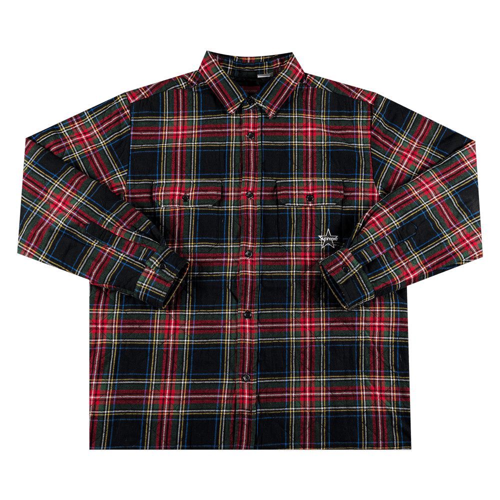 onlyanarchist　XL Supreme Plaid Shirt Supreme Plaid Flannel Shirt FW23 3colors Black Blue Green