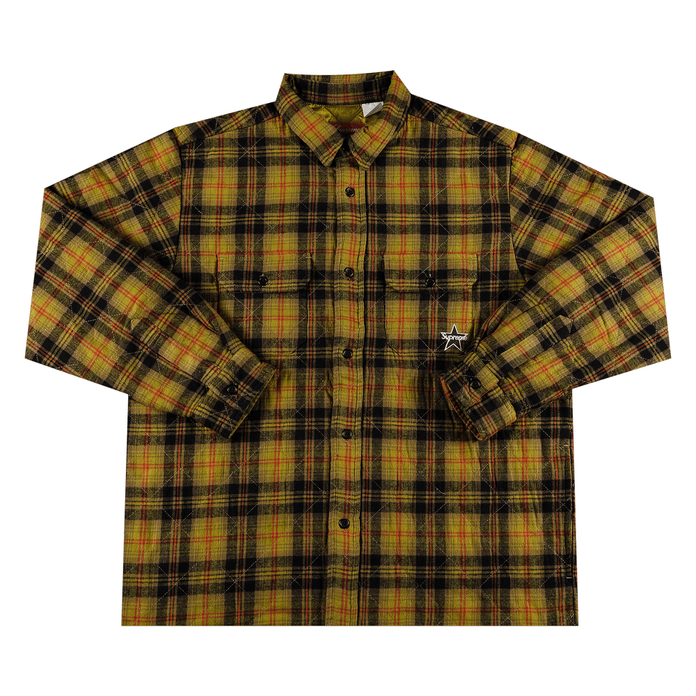 Buy Supreme Quilted Plaid Flannel Shirt 'Olive' - FW21S27 OLIVE | GOAT