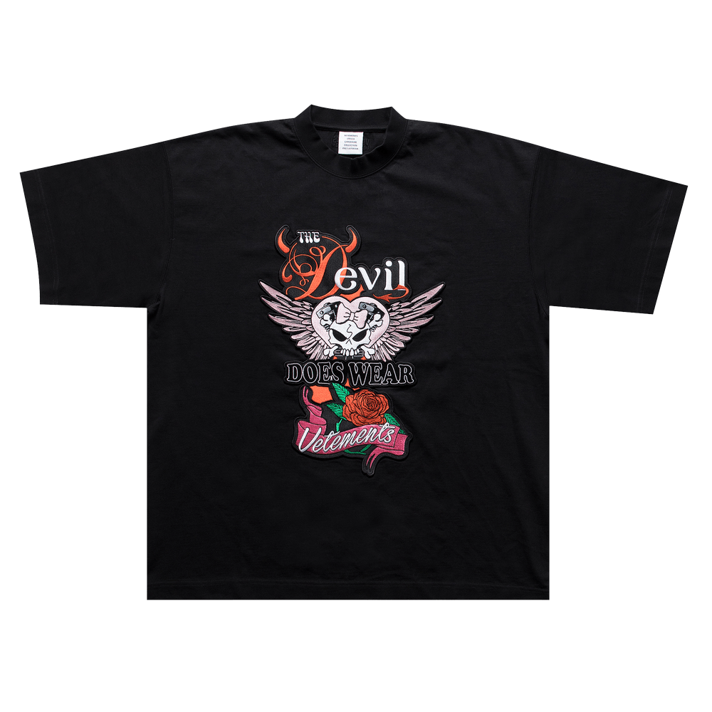 Buy Vetements Devil Wears Vetements Patched T-Shirt 'Black 