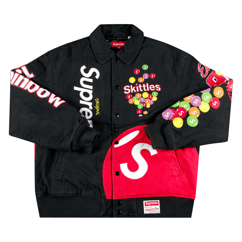 Buy Supreme x Skittles x Mitchell & Ness Varsity Jacket 'Black 