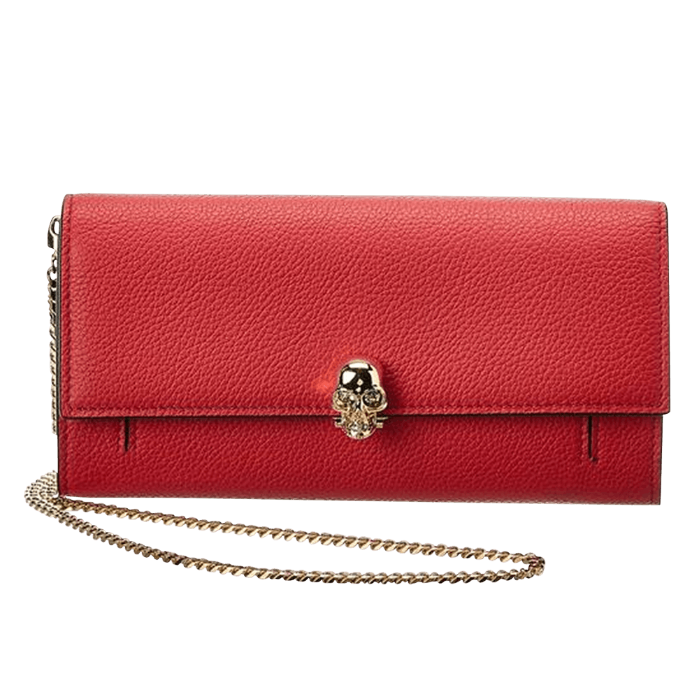 Buy Alexander McQueen Skull Leather Chain Wallet 'Red' - 554196