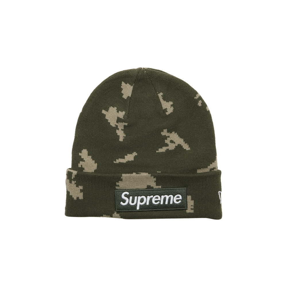 Buy Supreme x New Era Box Logo Beanie 'Olive Russian Camo