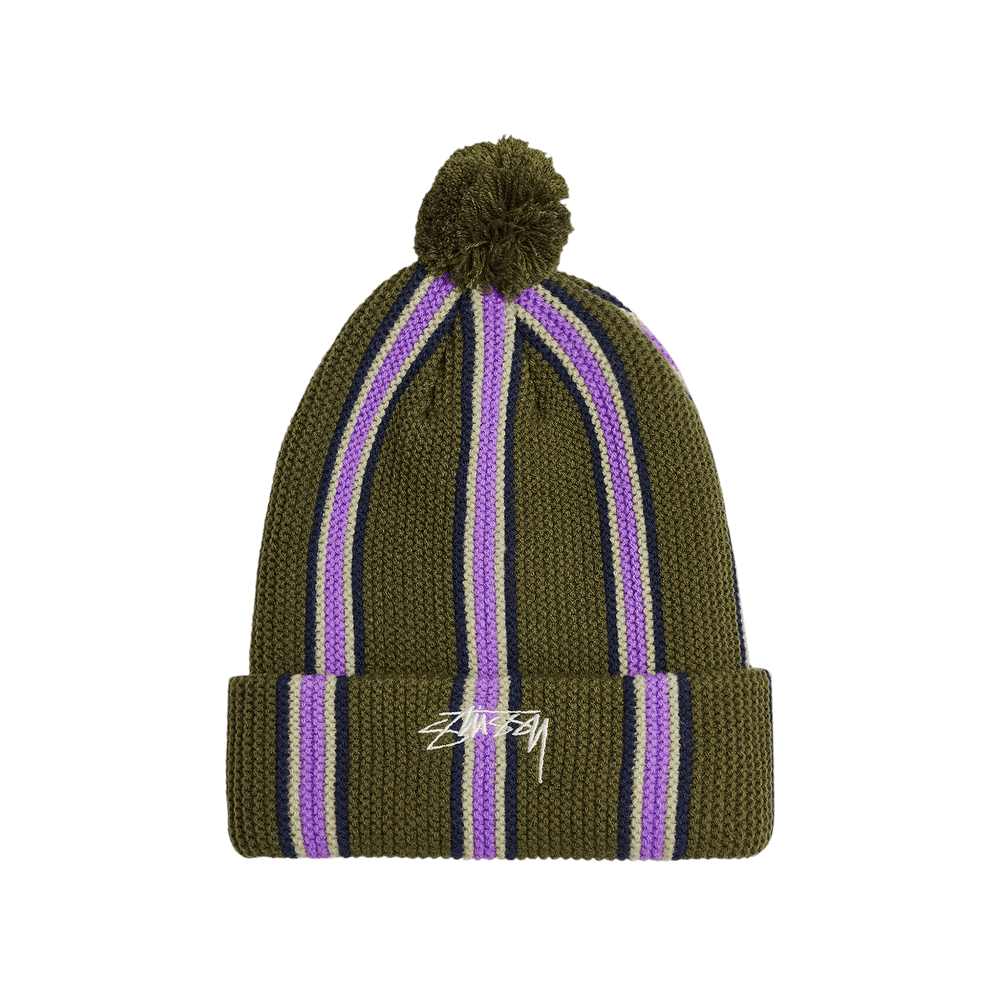 帽子 STUSSY STRIPED POM BEANIE EA Buy Stussy Striped Pom Beanie 'Olive' - 1321079 OLIV | GOAT
