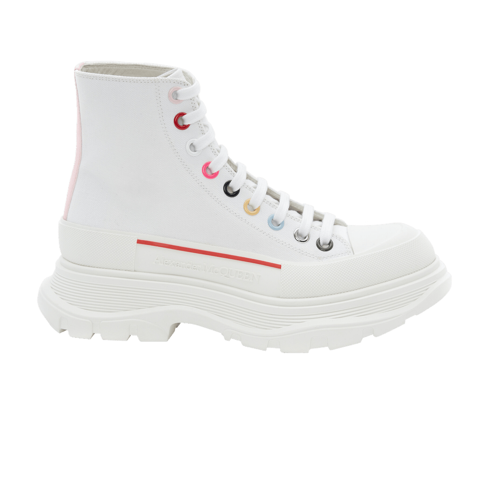 Alexander Mcqueen Wmns Tread Slick Boot 'white Multicolored Eyelets'