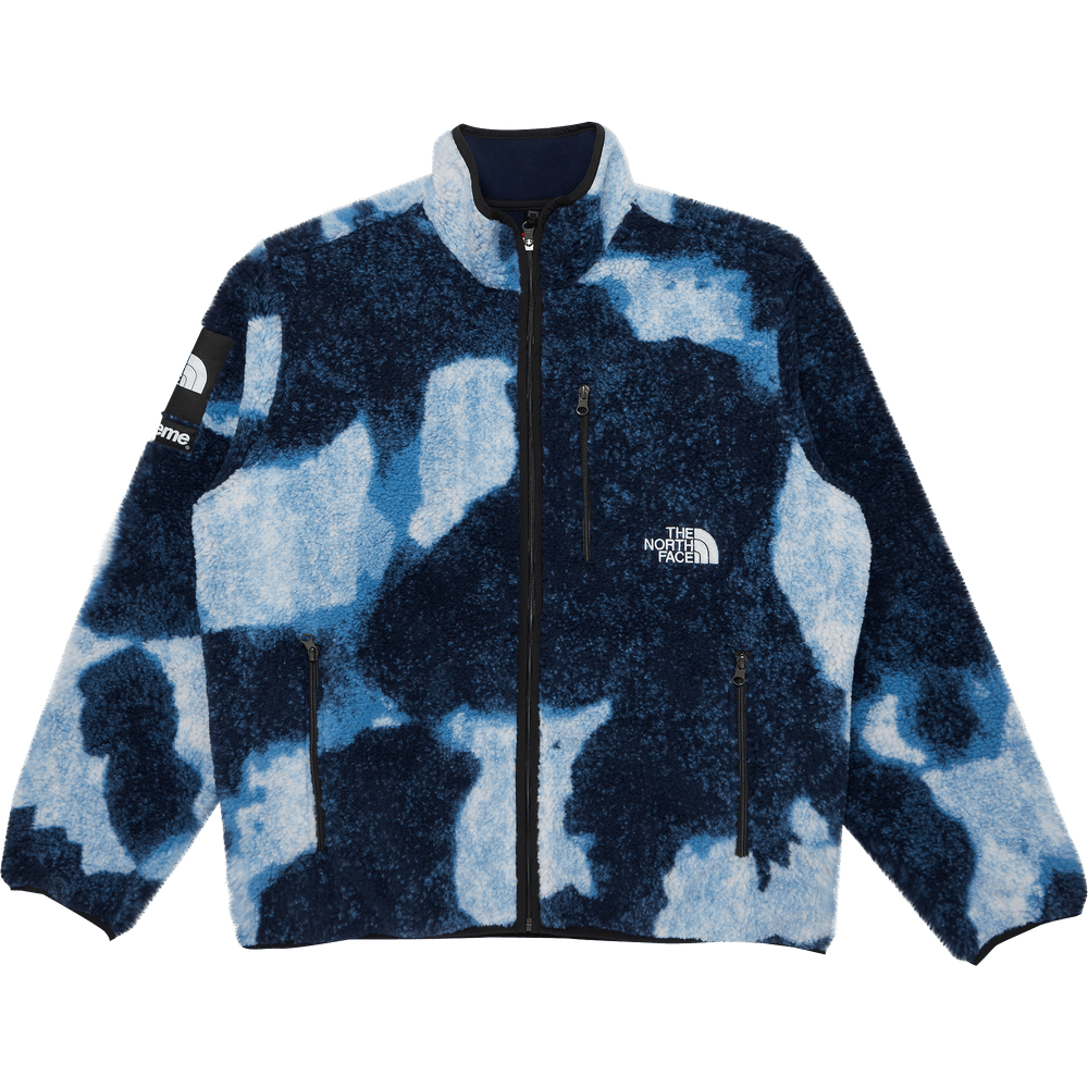 Supreme x The North Face Bleached Denim Print Fleece Jacket 'Indigo'