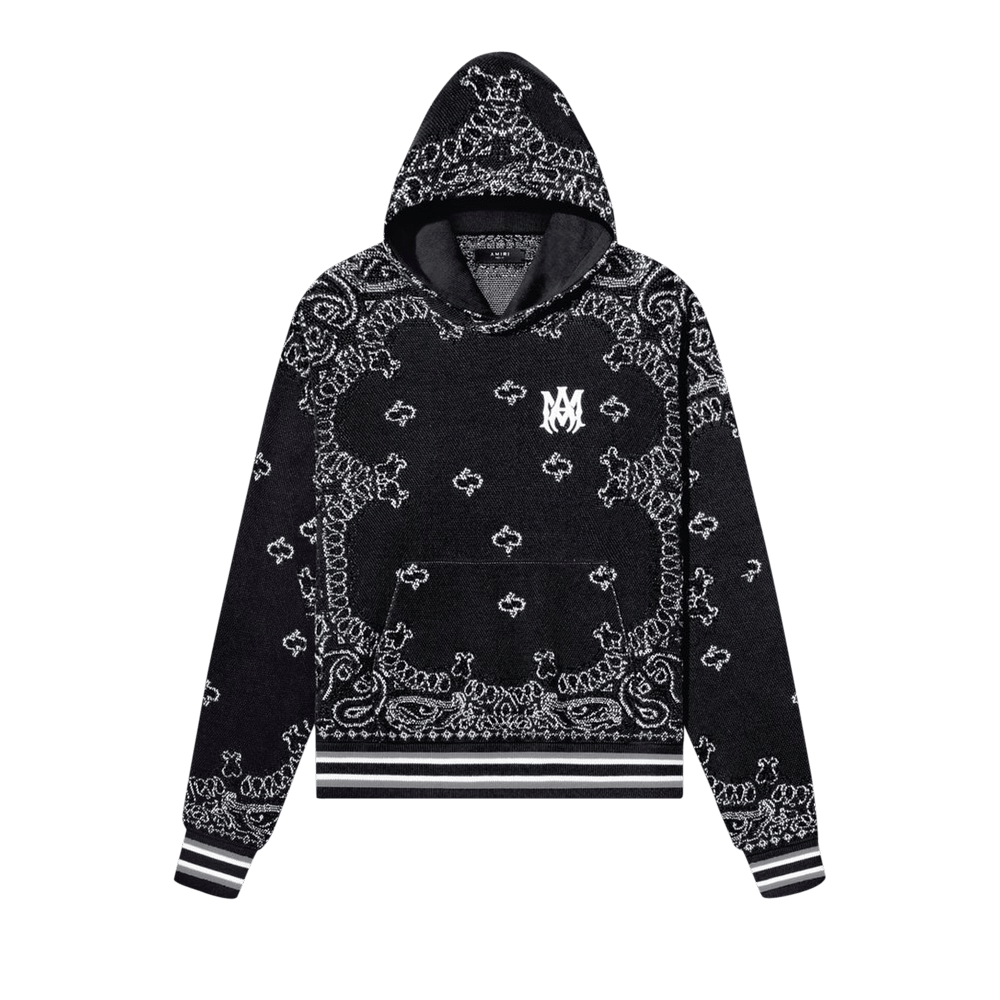 【関税込み】AMIRI ブラック＆ホワイト Bandana フーディ AMIRI: Black & White Bandana Hoodie | SSENSE