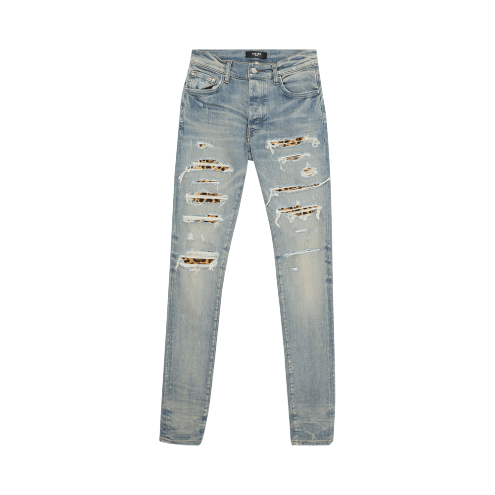 Buy Amiri Leopard Thrasher Jeans 'Clay/Indigo' - MDS105 408