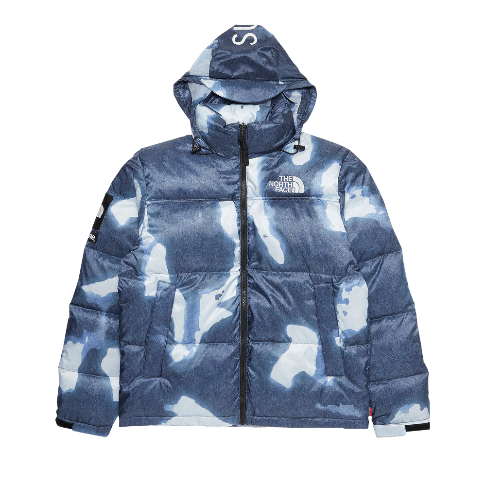 Supreme x The North Face Bleached Denim Print Nuptse Jacket 'Indigo'