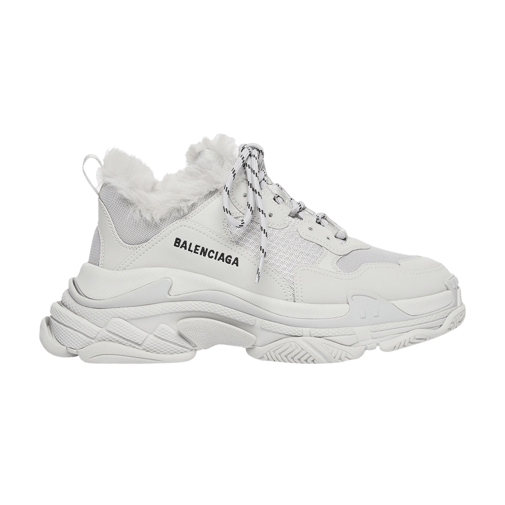 Size 10.0 Balenciaga Triple S Sneaker Faux Fur Grey