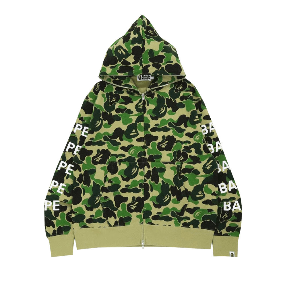 Buy BAPE Big ABC Camo Relaxed Fit Full Zip Hoodie 'Green' - 1H80