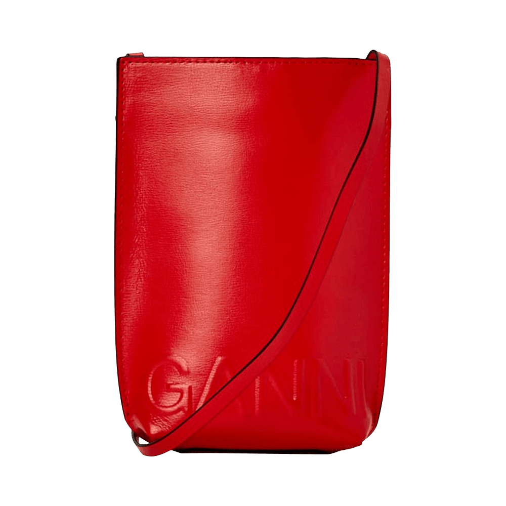 Ganni Banner Recycled Leather Crossbody Bag, High Risk Red