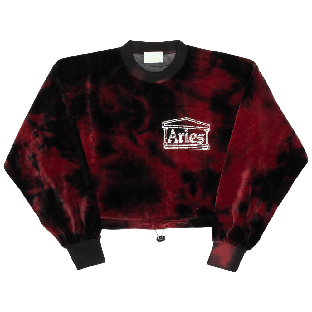 Buy Aries Velour Crop Sweatshirt 'Red' - FSAR20290 RED | GOAT