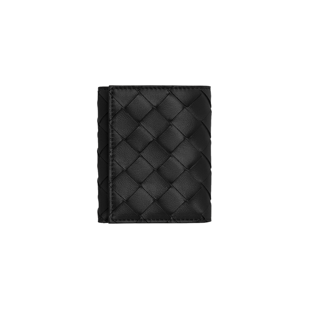 Bottega Veneta Tri Fold Flap Wallet 'Black/Gold'