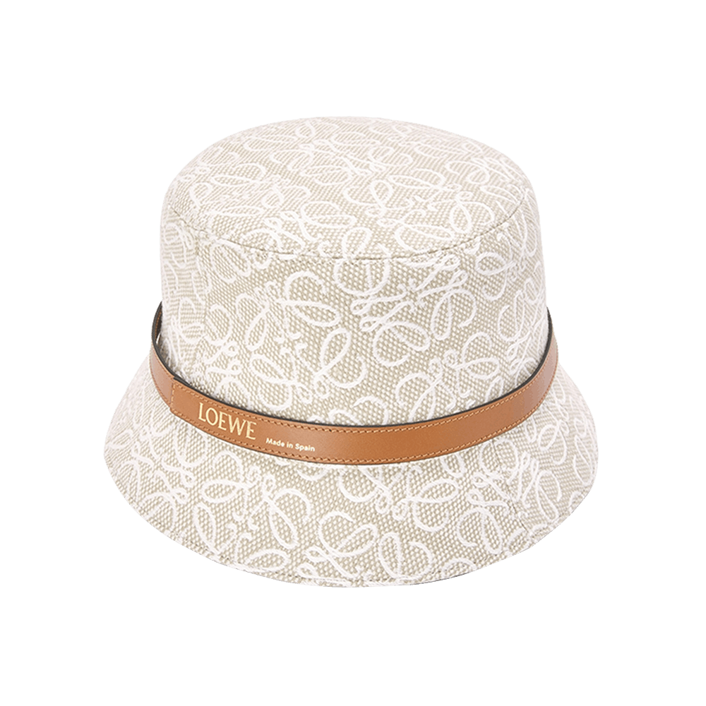 Shop LOEWE Anagram bucket hat in jacquard and calfskin (K820HB1X07