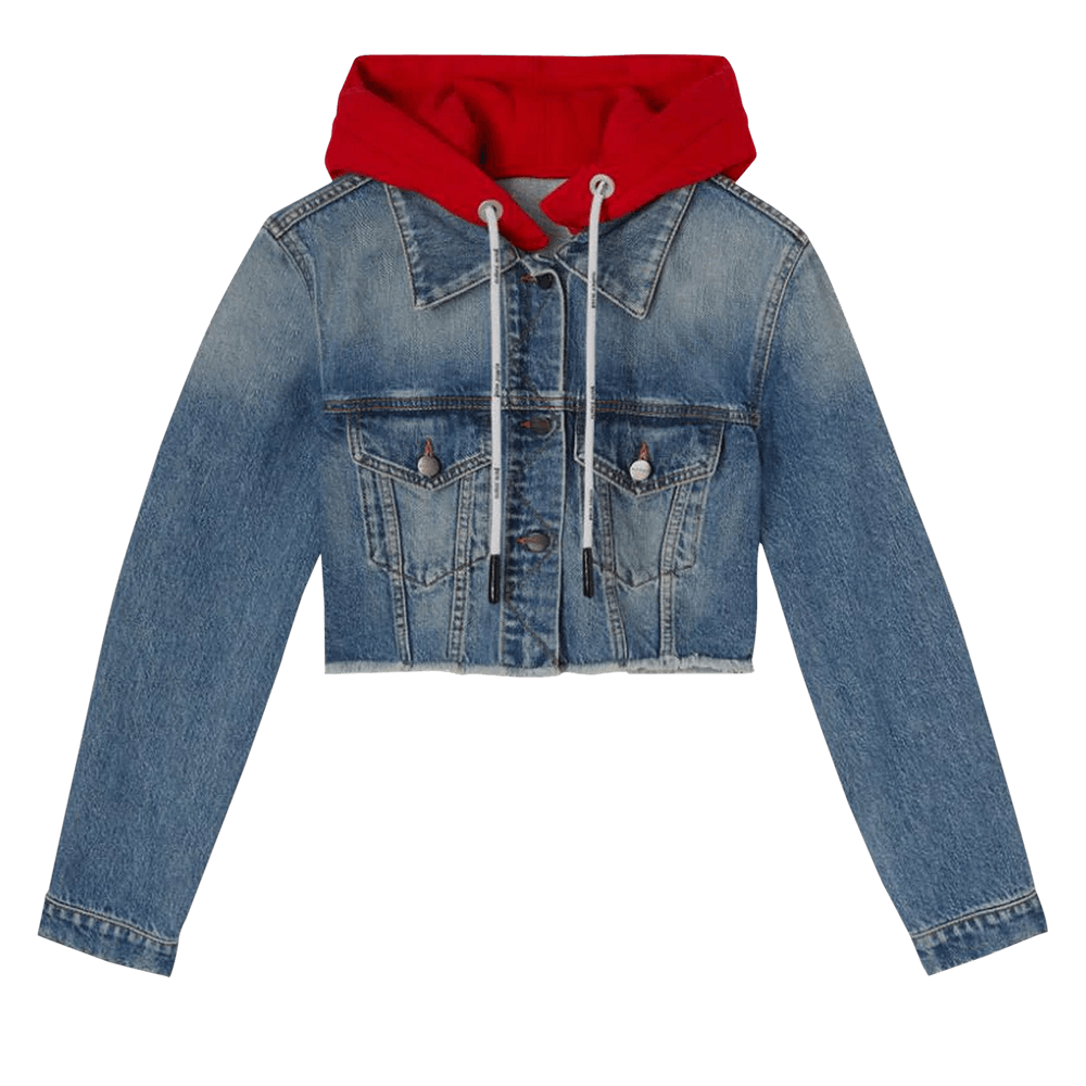 Buy Palm Angels Women Hooded Denim Jacket 'Blue/Red