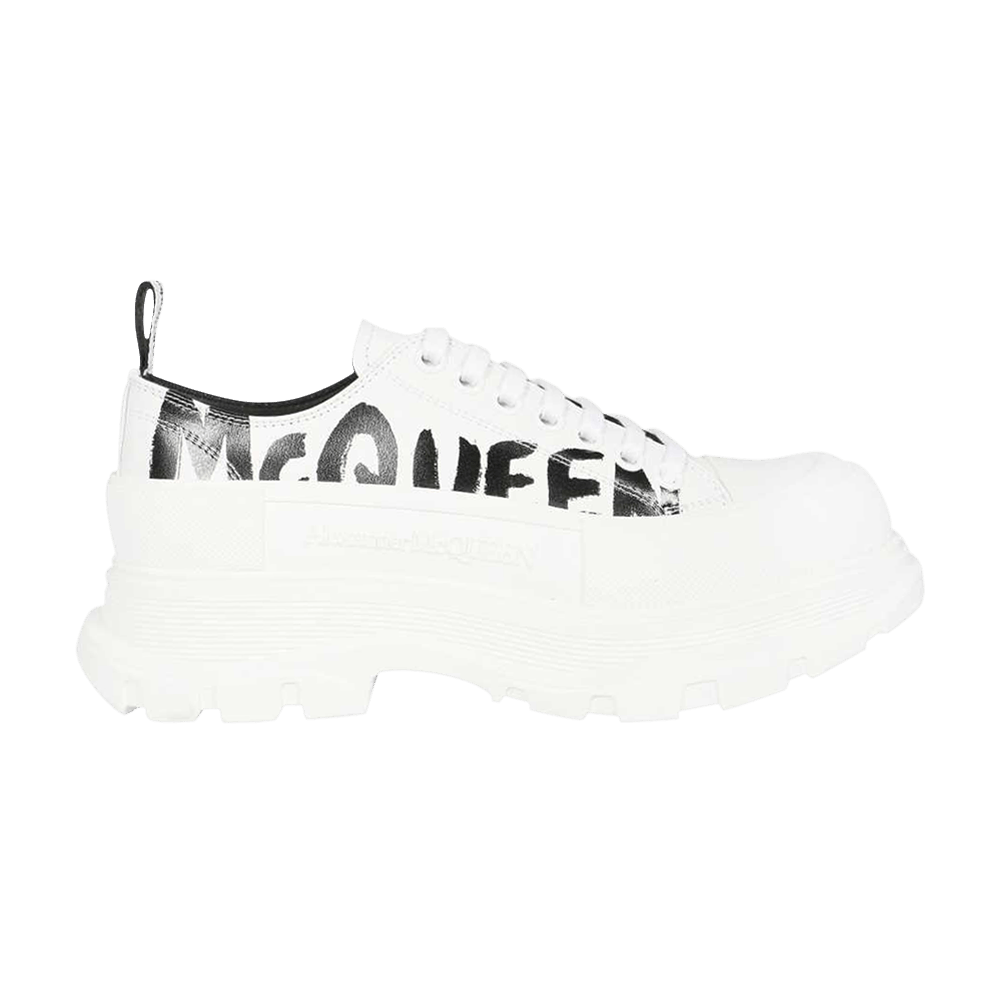 Alexander Mcqueen Tread Slick Lace Up Mcqueen Graffiti Logo - White