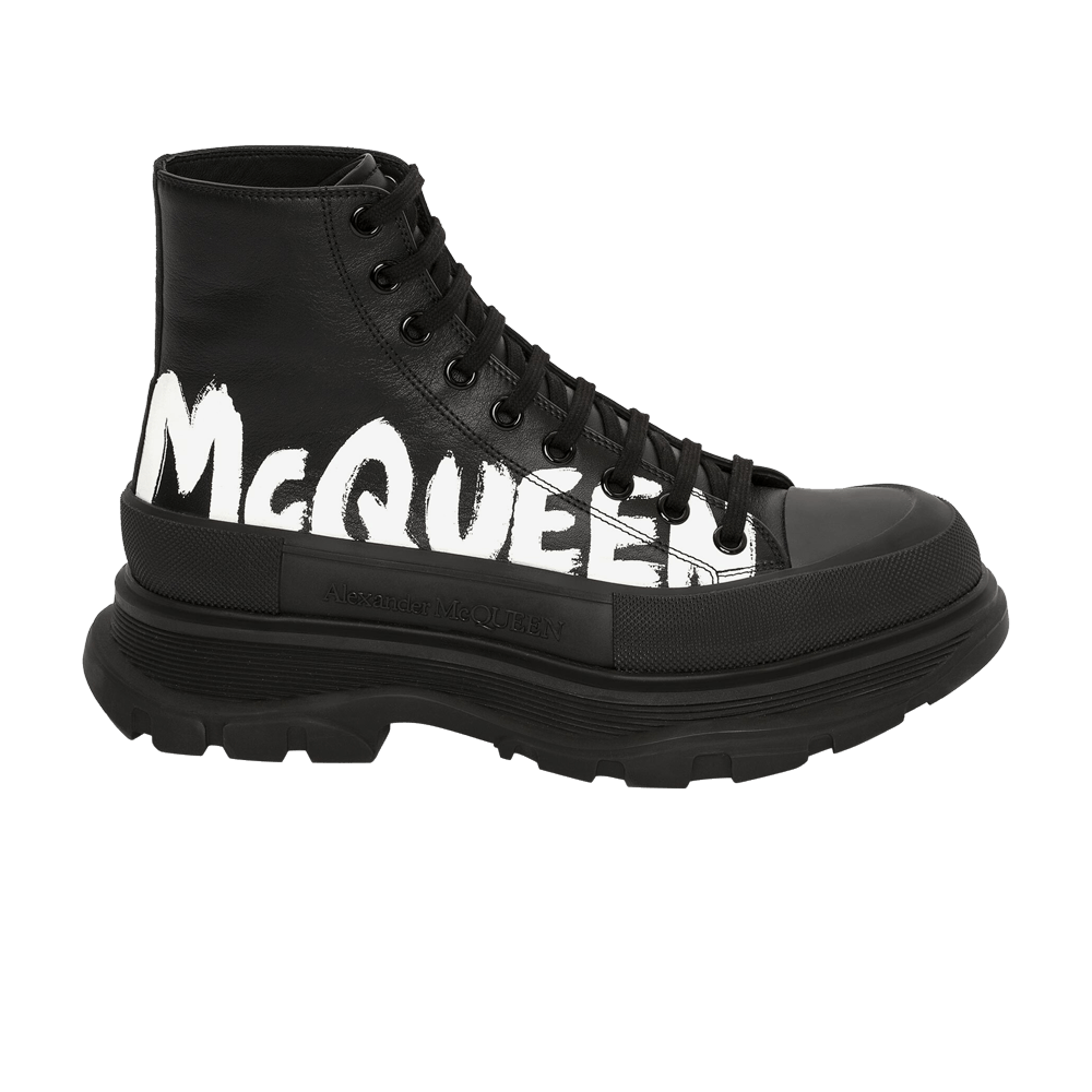 Buy Alexander McQueen Tread Slick Boot 'Graffiti Logo - Black 