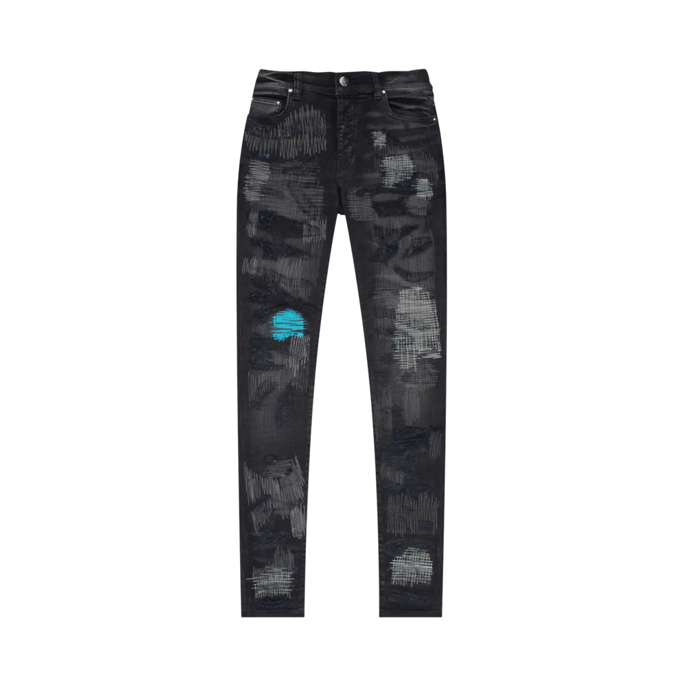 正規激安 Buy Amiri All Over Repair Jean 'Aged Black' - PS22MDS128 023 デニム+ジーンズ
