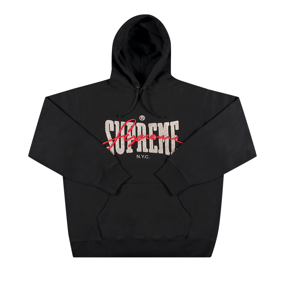 Buy Supreme Embroidered Chenille Hooded Sweatshirt 'Black