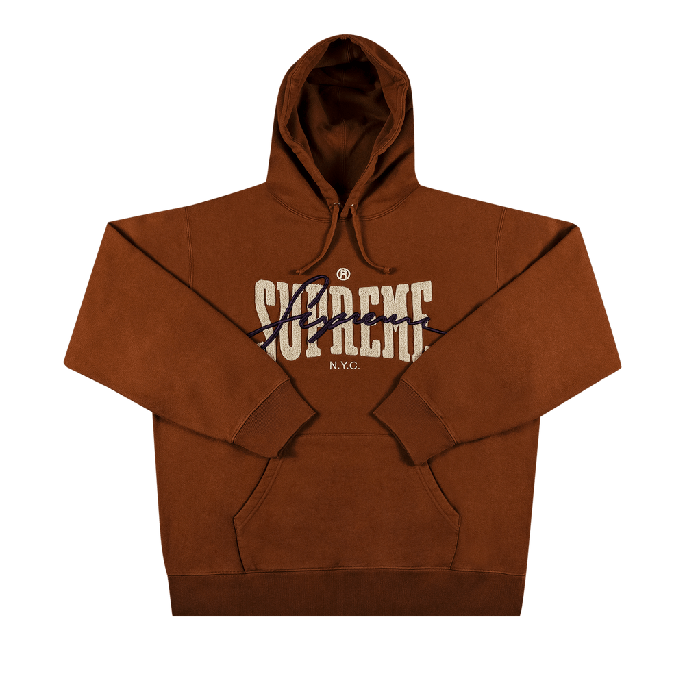 Supreme Embroidered Chenille Hooded Sweatshirt 'Brown'
