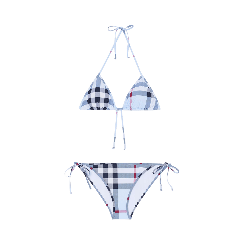 Buy Burberry Check Stretch Nylon Triangle Bikini 'Pale Blue