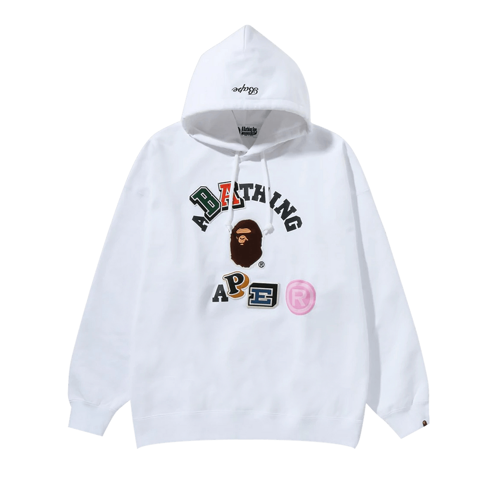 Buy BAPE Multi Fonts College Oversized Pullover 'White