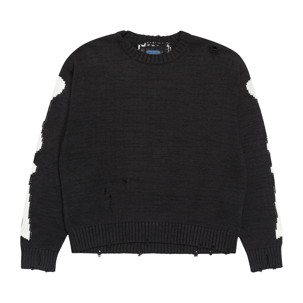 Buy Kapital 5G Cotton Knit Bone Crew Sweater 'Black' - KR2202KN10 