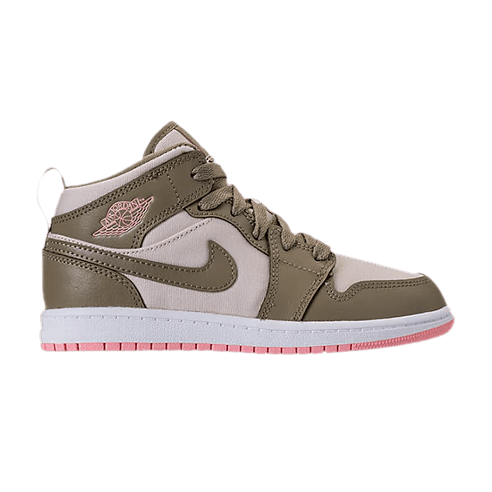 Air Jordan 1 Mid GP 'Trooper Bleached Coral' Sneakers | Green | Kid's Size 3
