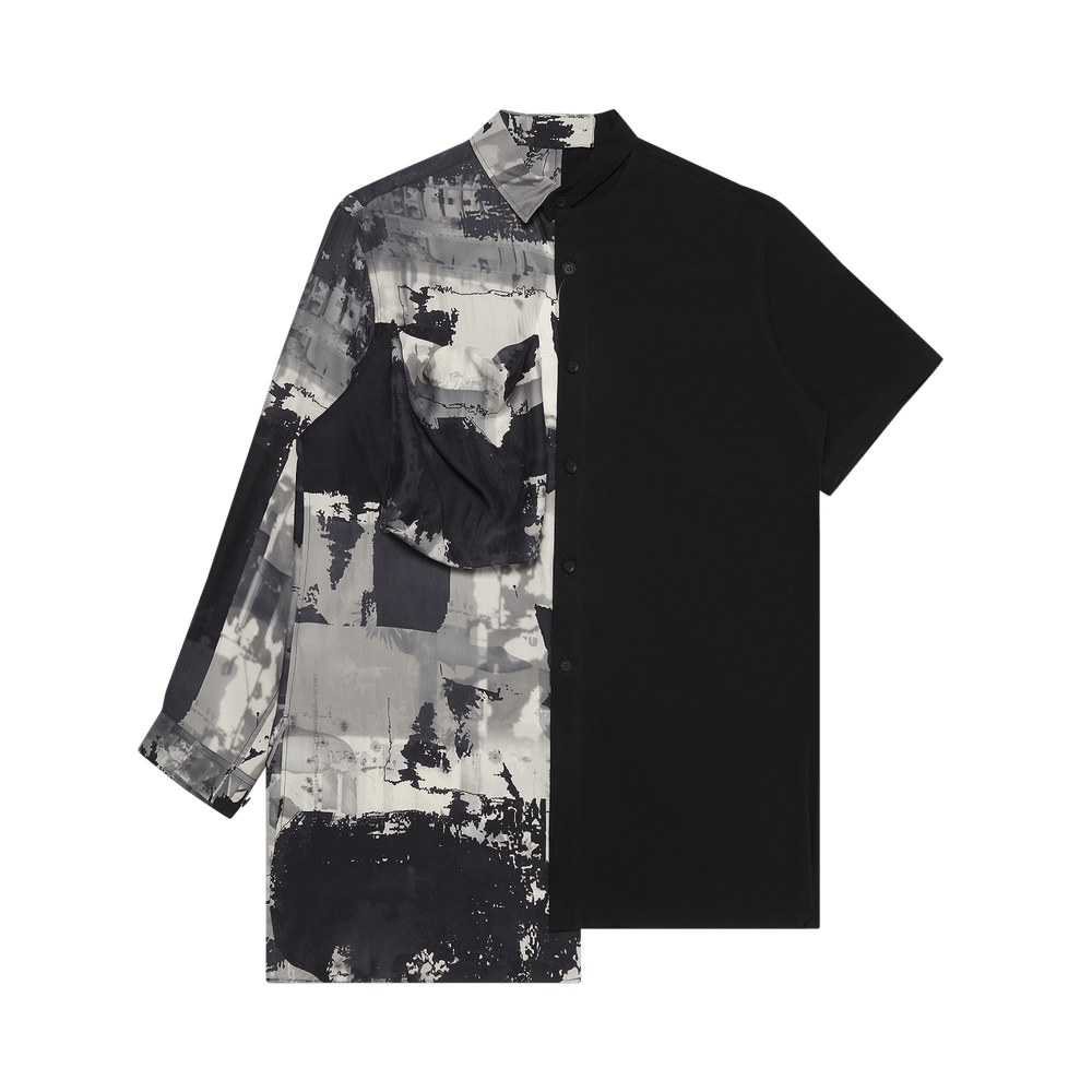 Buy Yohji Yamamoto Printed Asymmetry Shirt 'Black' - FG B06